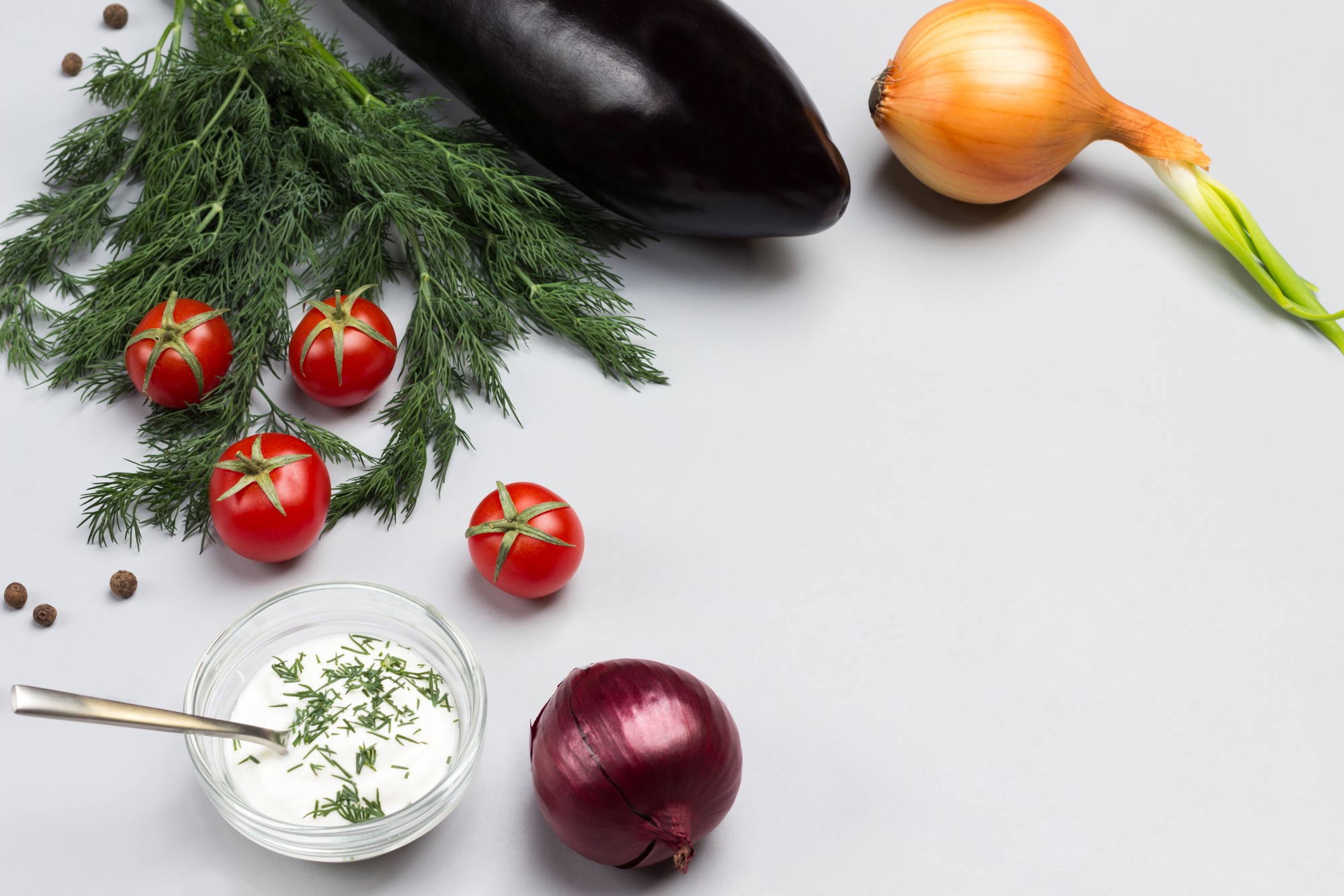 Close-up of fresh ingredients on marble